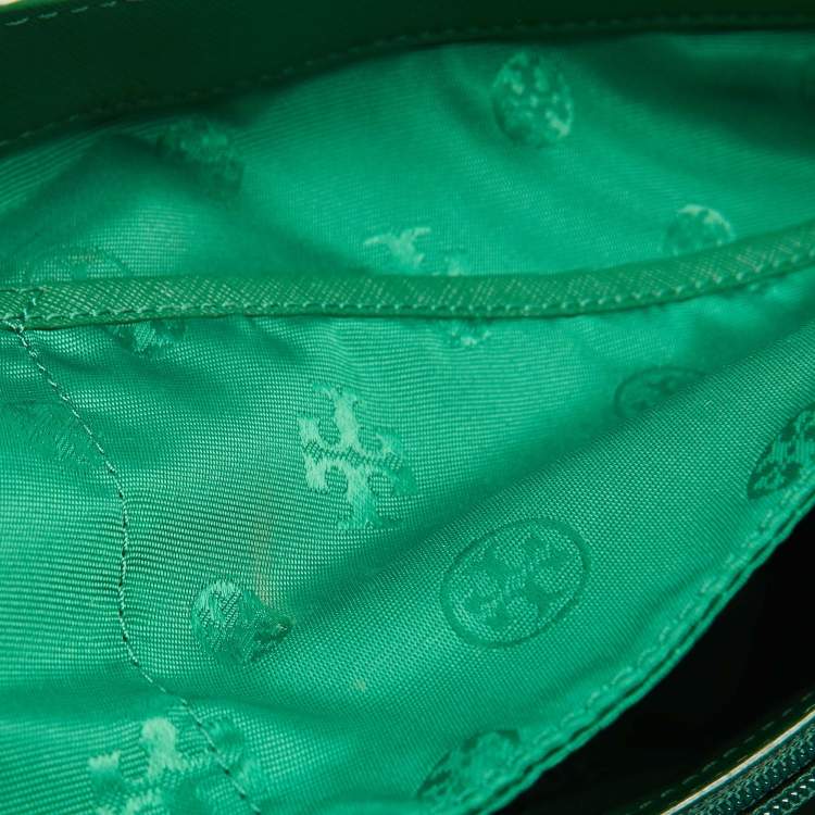 Pre Owned Tory Burch Green Leather Medium York Buckle Tote