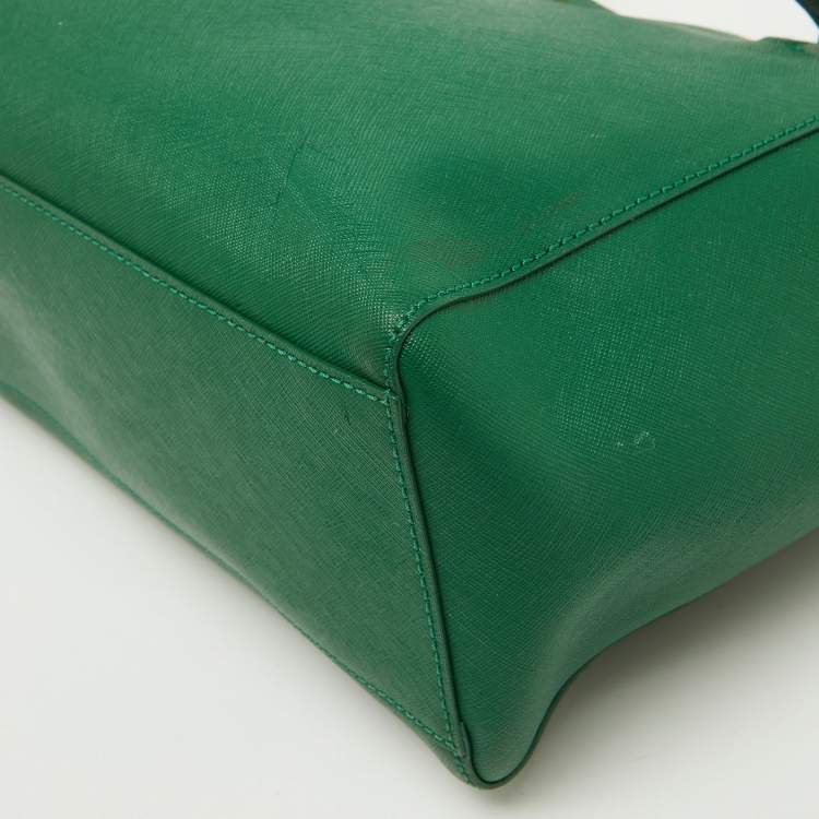 Pre Owned Tory Burch Green Leather Medium York Buckle Tote