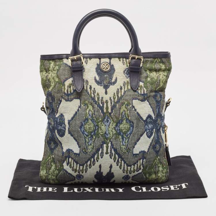 Pre Owned Tory Burch Multicolor Jacquard Fabric Finley Fold Over Tote