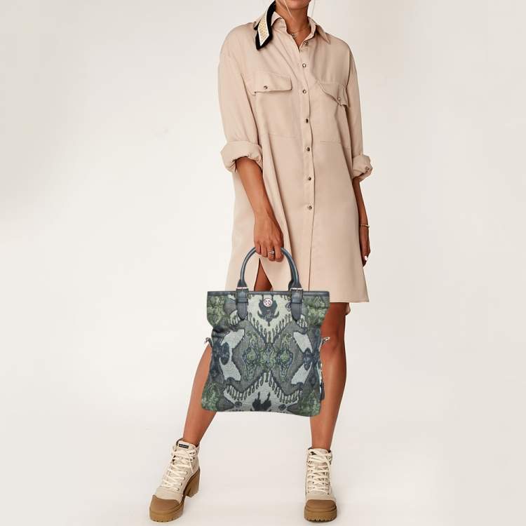 Pre Owned Tory Burch Multicolor Jacquard Fabric Finley Fold Over Tote