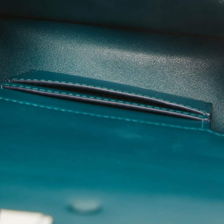 Pre Owned Tory Burch Teal Green Glossy Leather Mini Bon Bon Top Handle Bag