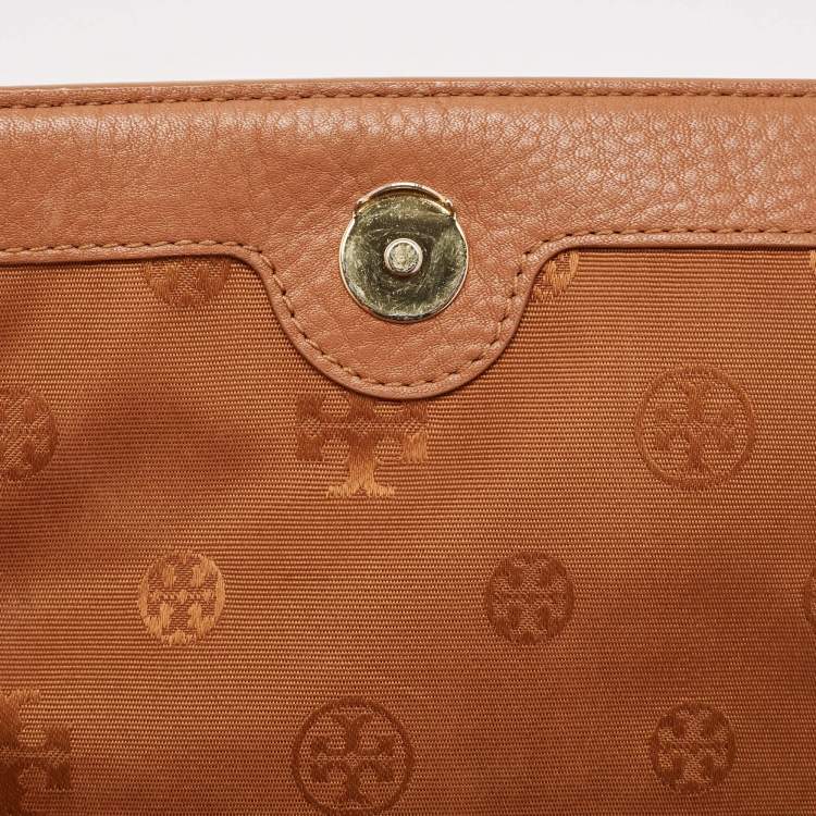 Pre Owned Tory Burch Brown Floral Quilted Leather Bryant Crossbody Bag