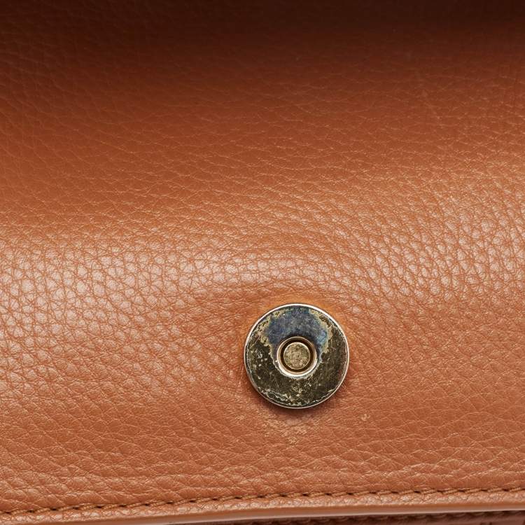 Pre Owned Tory Burch Brown Floral Quilted Leather Bryant Crossbody Bag