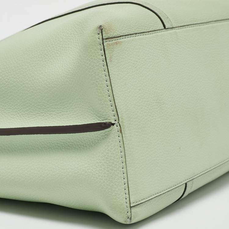 Pre Owned Tory Burch Green/Brown Leather Perry Shopper Tote