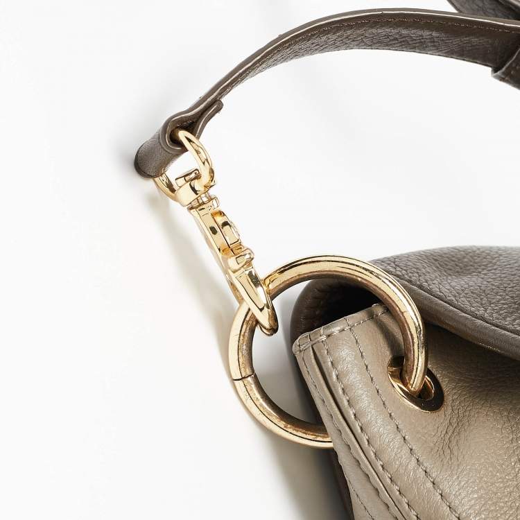 Pre Owned Tory Burch Grey/Brown Leather Maisley Flap Hobo