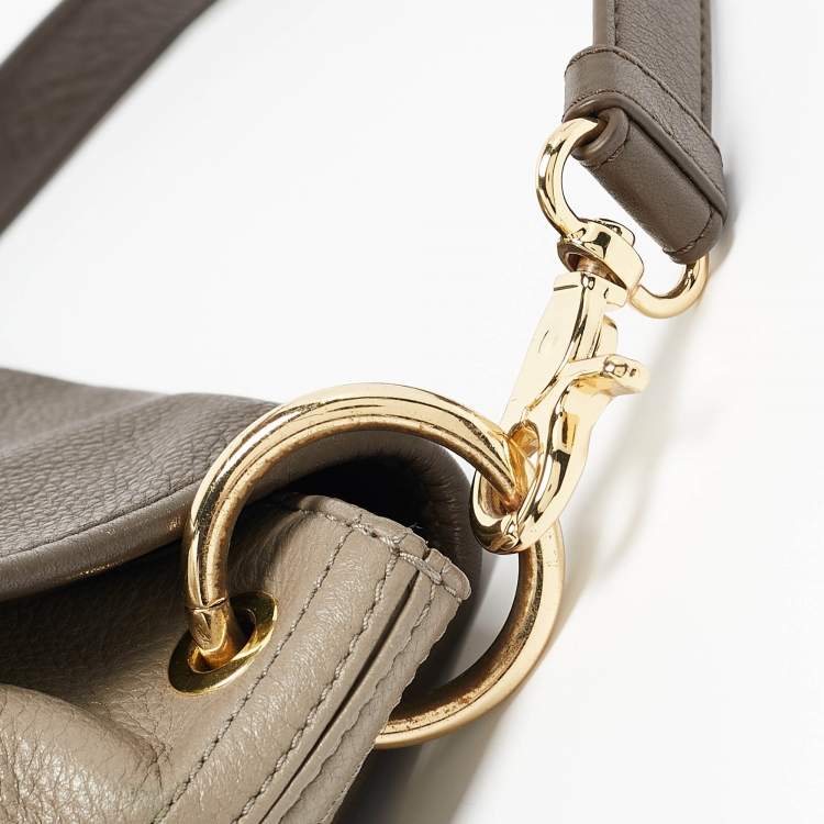 Pre Owned Tory Burch Grey/Brown Leather Maisley Flap Hobo