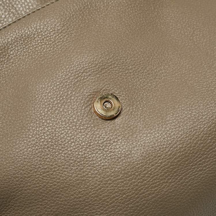 Pre Owned Tory Burch Grey/Brown Leather Maisley Flap Hobo