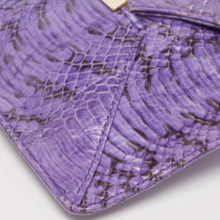 Pre Owned Tory Burch Purple Python Mya Clutch