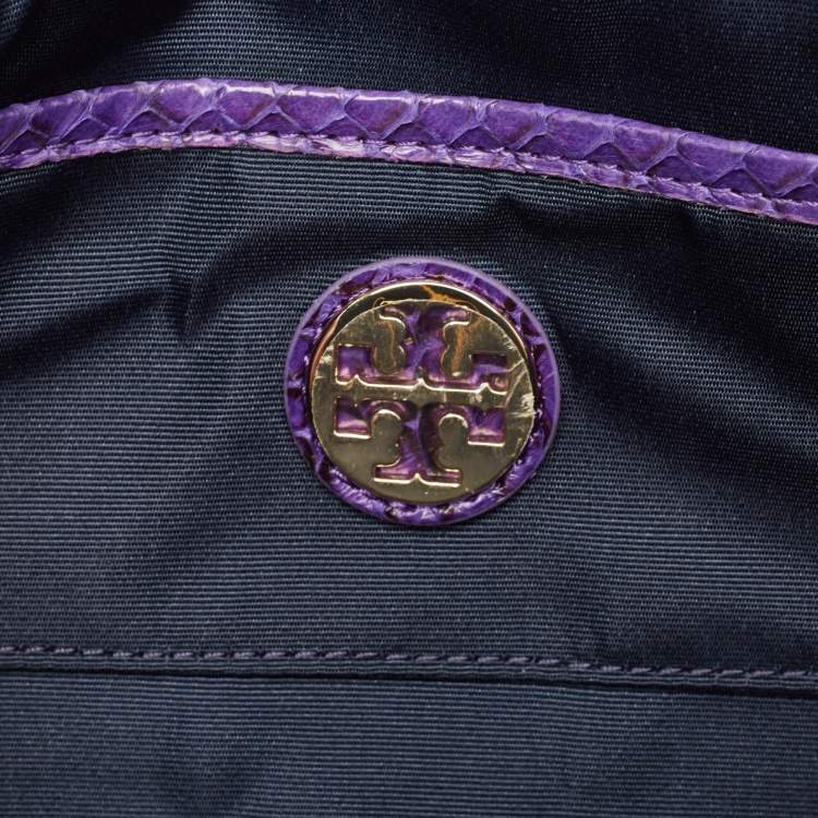 Pre Owned Tory Burch Purple Python Mya Clutch