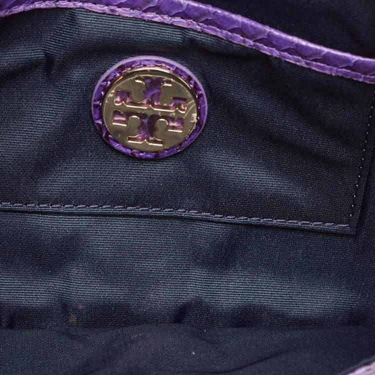 Pre Owned Tory Burch Purple Python Mya Clutch