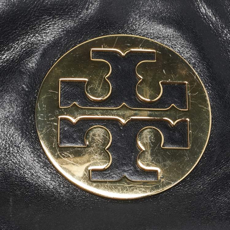 Pre Owned Tory Burch Black Leather Reva Flap Shoulder Bag