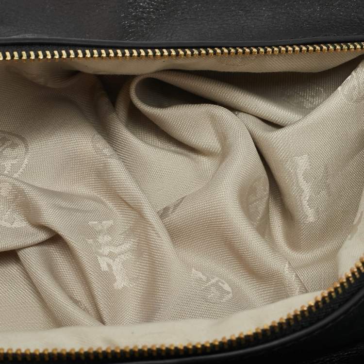 Pre Owned Tory Burch Black Leather Reva Flap Shoulder Bag