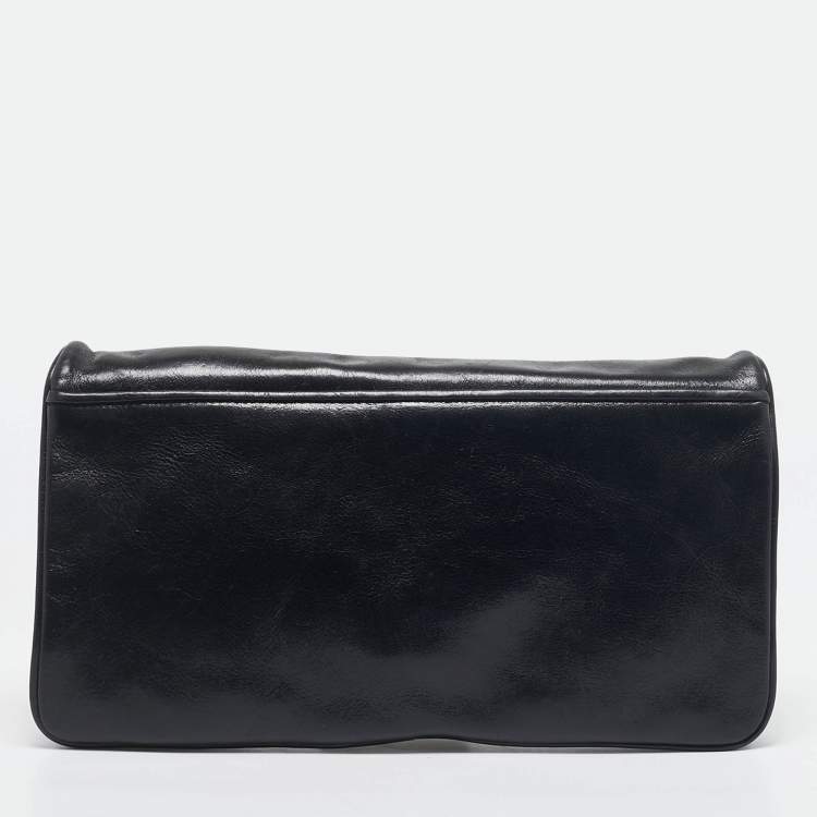 Pre Owned Tory Burch Black Leather Reva Flap Shoulder Bag