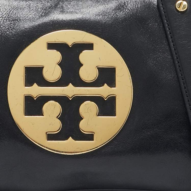 Pre Owned Tory Burch Black Leather Reva Flap Shoulder Bag