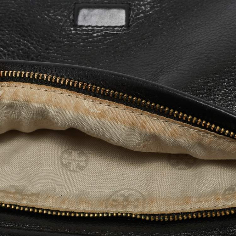 Pre Owned Tory Burch Black Leather Reva Flap Shoulder Bag