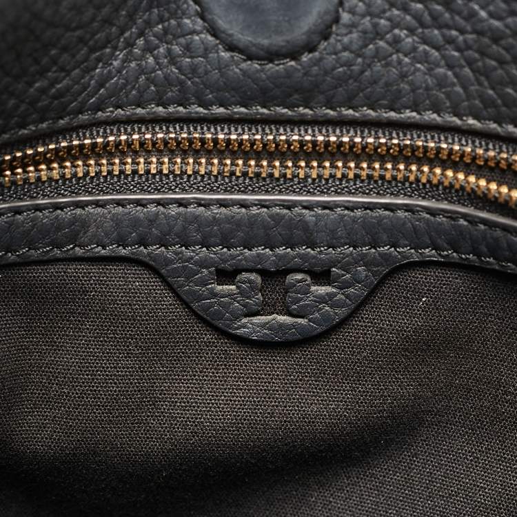 Pre Owned Tory Burch Black Leather Gemini Belted Shoulder Bag