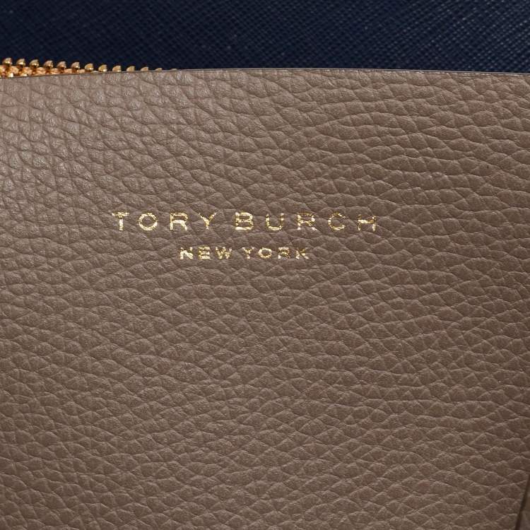 Pre Owned Tory Burch Grey Leather Perry Triple Compartment Tote