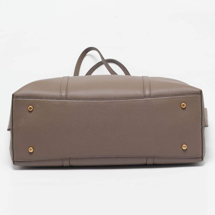 Pre Owned Tory Burch Grey Leather Perry Triple Compartment Tote