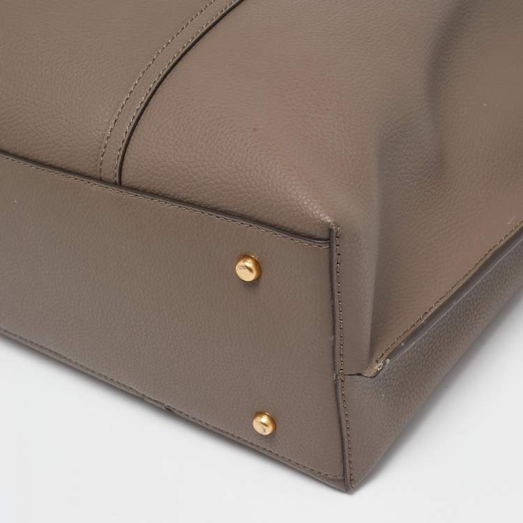 Pre Owned Tory Burch Grey Leather Perry Triple Compartment Tote