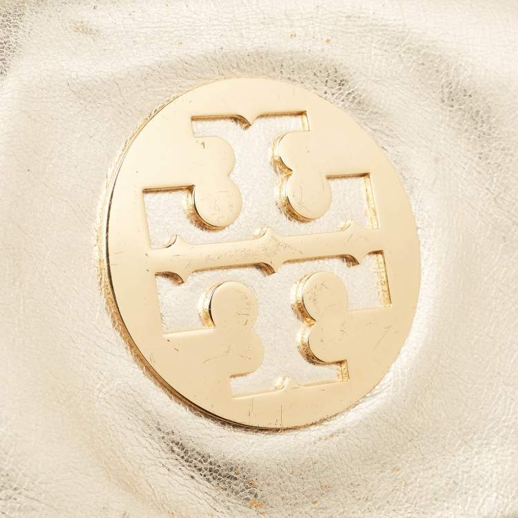 Pre Owned Tory Burch Gold Leather Reva Chain Clutch