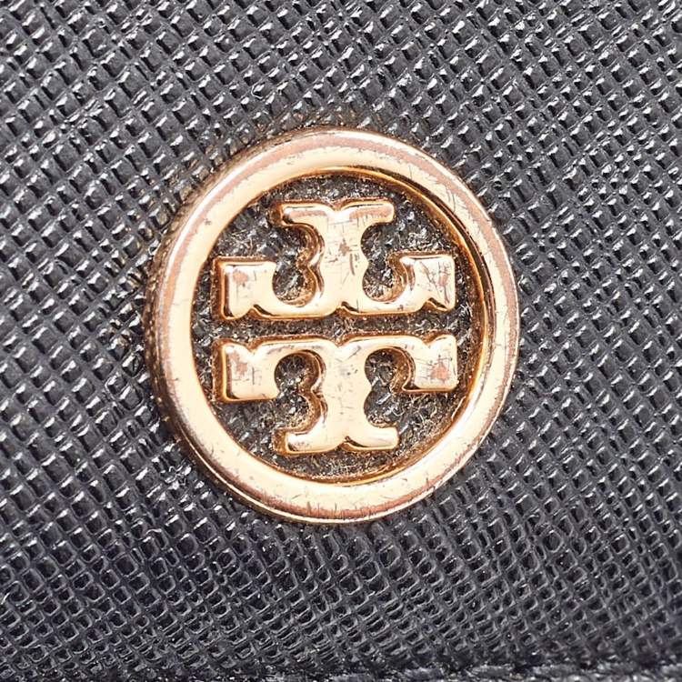 Pre Owned Tory Burch Black Leather Walker Zip Card Holder
