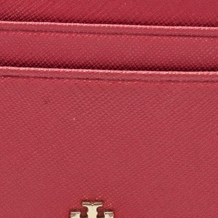 Pre Owned Tory Burch Pink Leather Emerson Card Holder