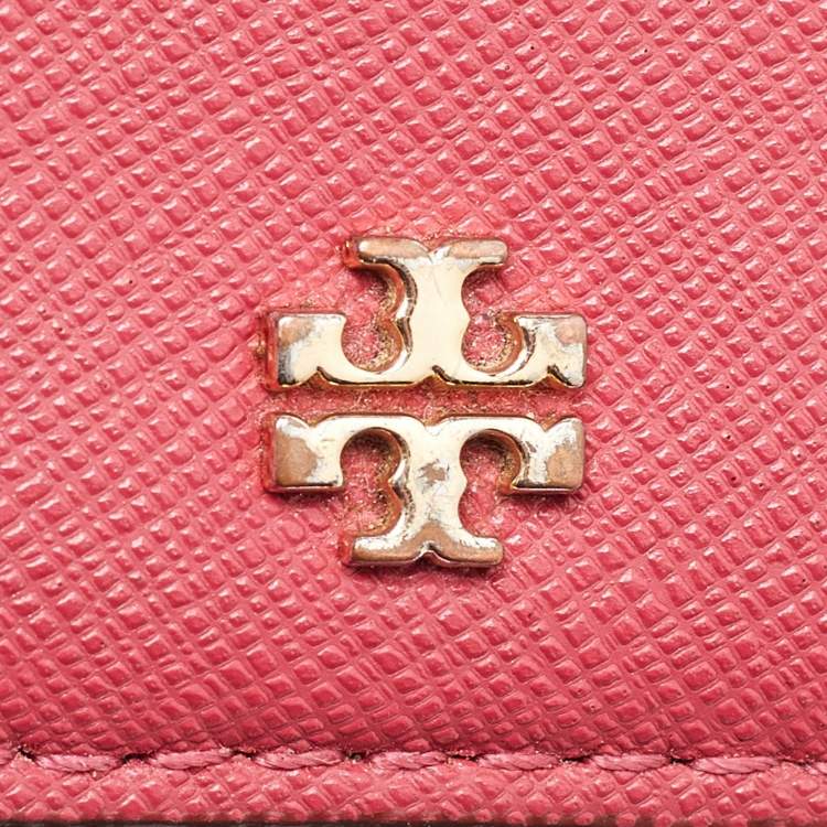 Pre Owned Tory Burch Pink Leather Emerson Card Holder