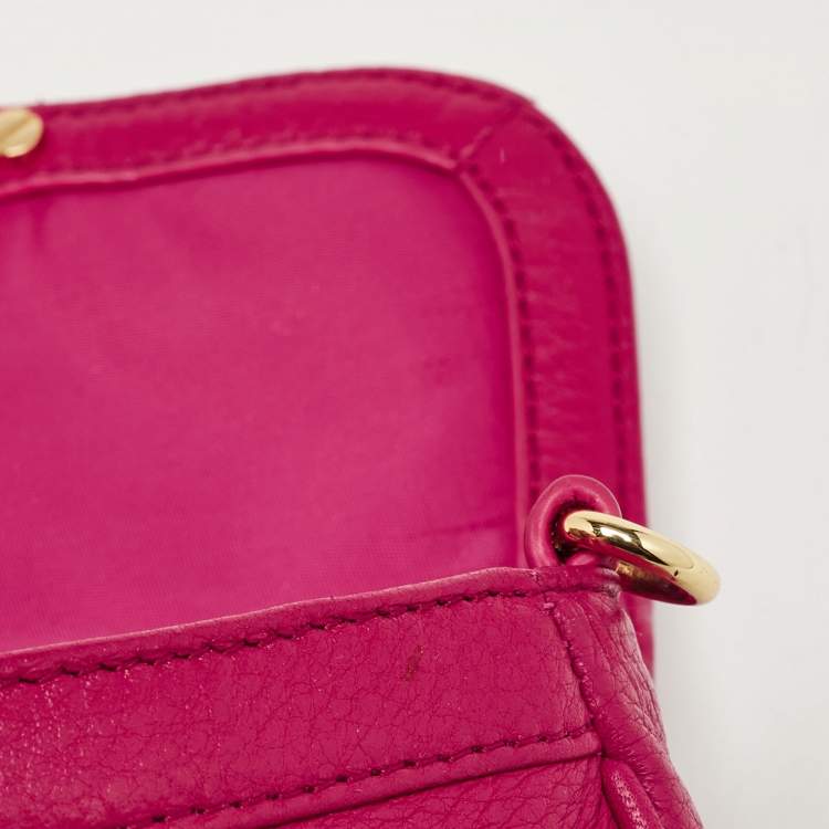 Pre Owned Tory Burch Pink Leather Mini Amanda Crossbody Bag