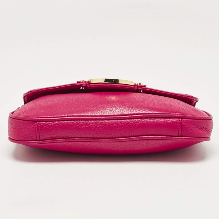Pre Owned Tory Burch Pink Leather Mini Amanda Crossbody Bag