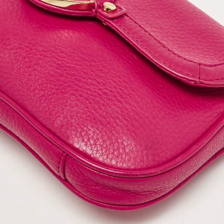 Pre Owned Tory Burch Pink Leather Mini Amanda Crossbody Bag