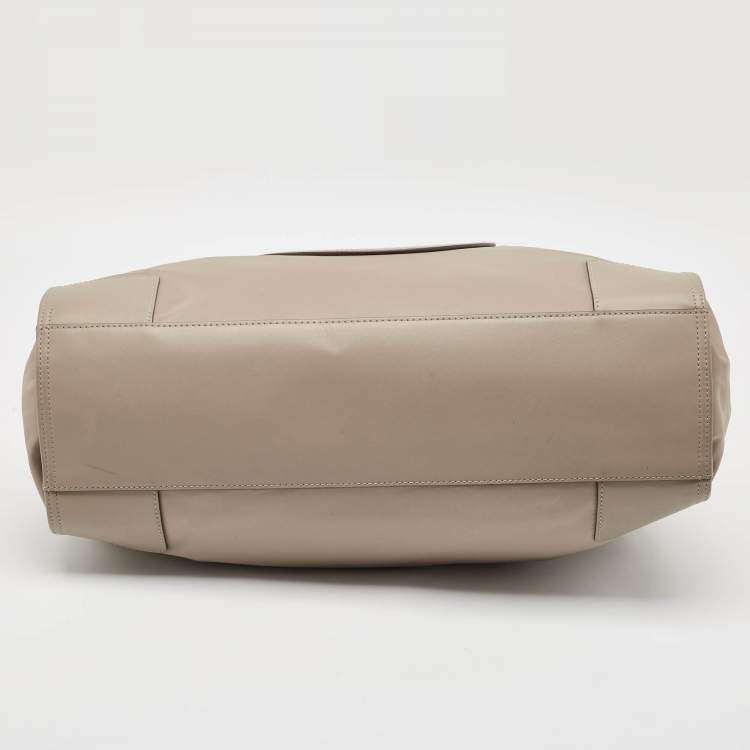 Pre Owned Tory Burch Beige Nylon and Leather Large Ella Tote