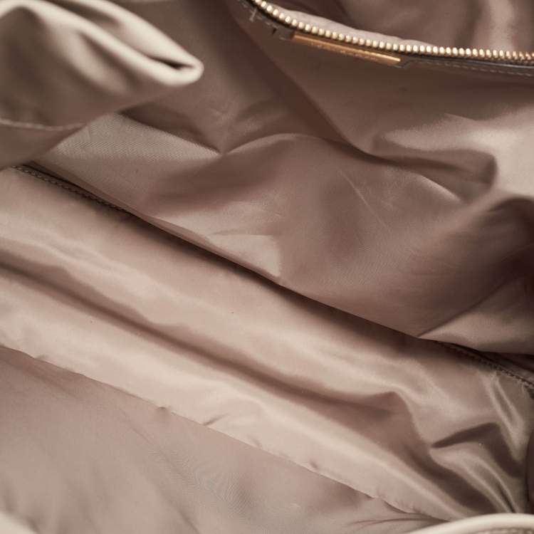 Pre Owned Tory Burch Beige Nylon and Leather Large Ella Tote