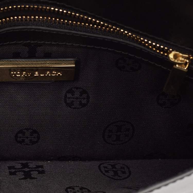Pre Owned Tory Burch Black Leather Slim Diana Flap Clutch