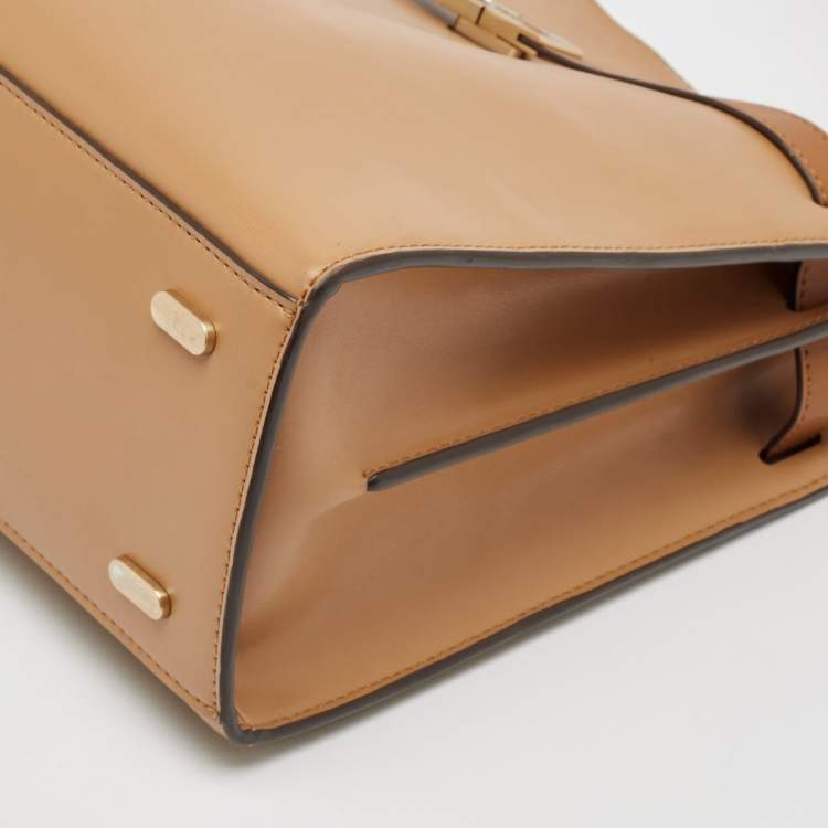 Pre Owned Tory Burch Brown Leather Lee Radziwill Double Bag