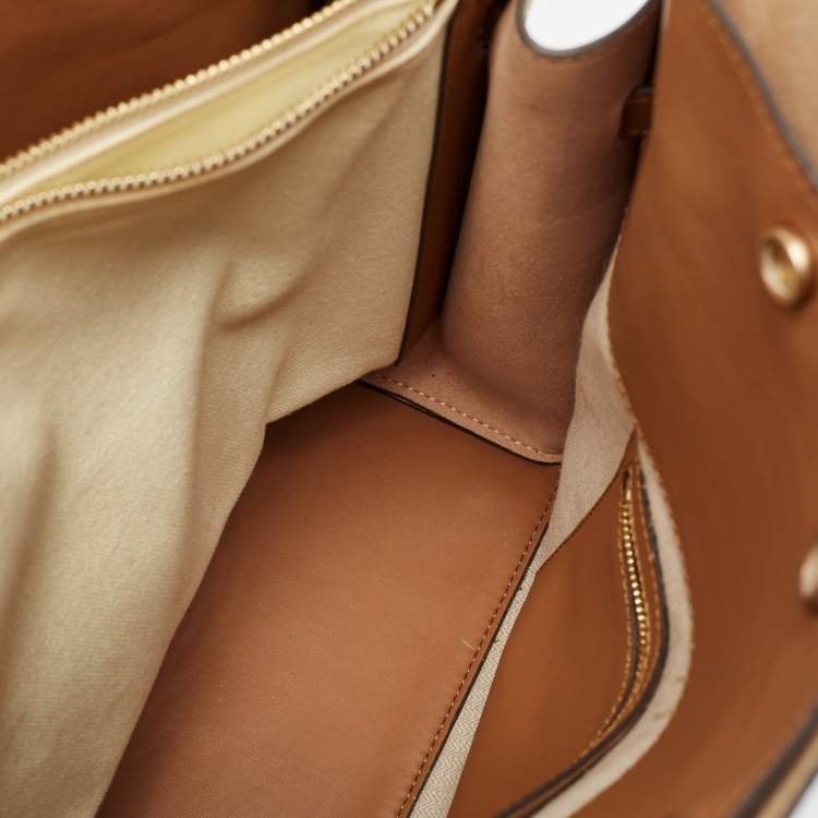 Pre Owned Tory Burch Brown Leather Lee Radziwill Double Bag