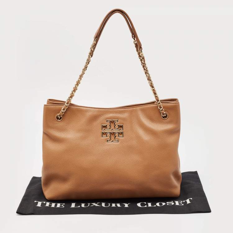 مملوكة مسبقًا Tory Burch Brown Leather Britten Slouchy Tote