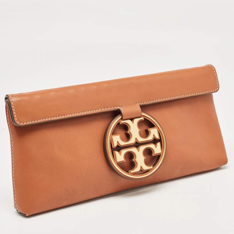 Pre Owned Tory Burch Brown Leather Miller Clutch