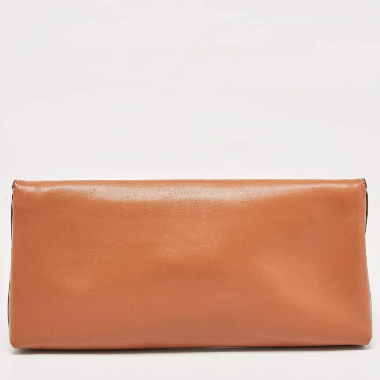 Pre Owned Tory Burch Brown Leather Miller Clutch