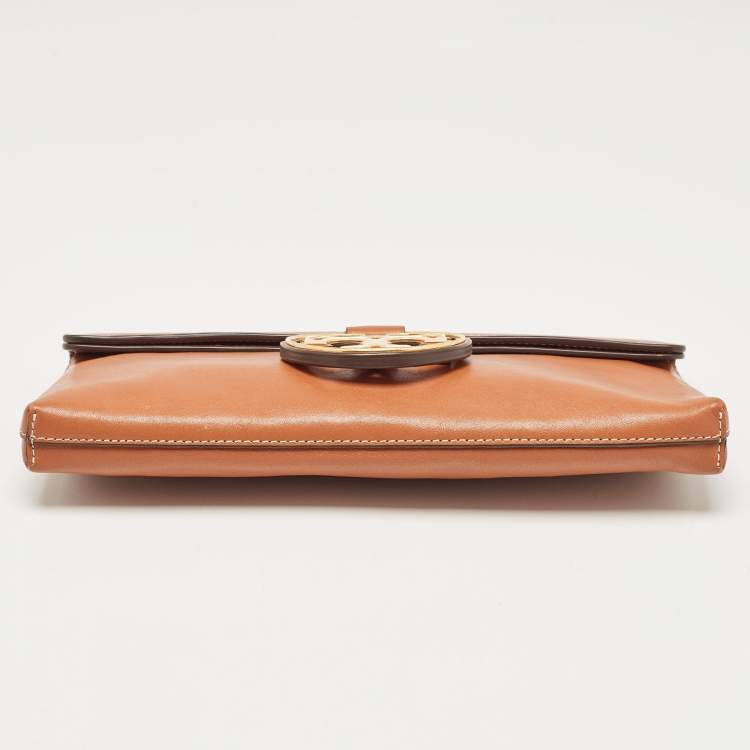 Pre Owned Tory Burch Brown Leather Miller Clutch