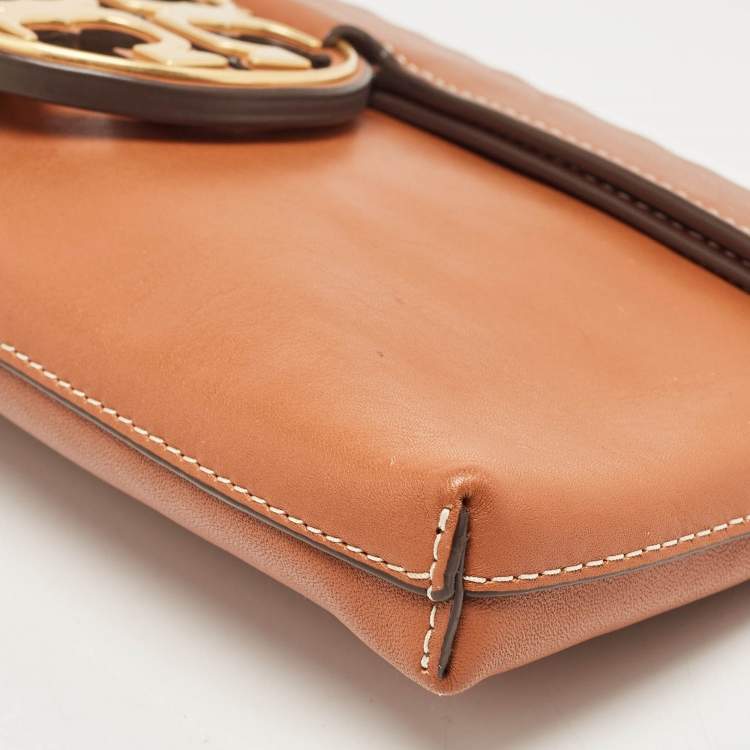 Pre Owned Tory Burch Brown Leather Miller Clutch