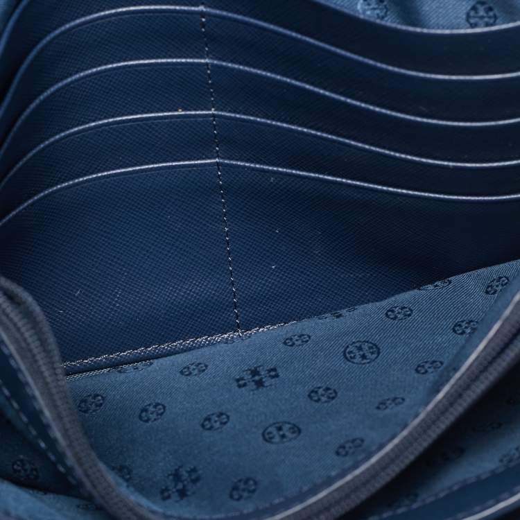 Pre Owned Tory Burch Navy Blue Leather Robinson Envelope Crossbody Bag