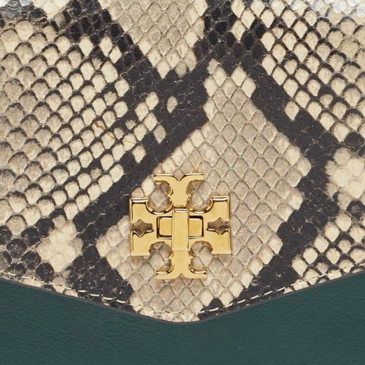 Pre Owned Tory Burch Multicolor Suede, Python Embossed and Leather Kira Flap Crossbody Bag