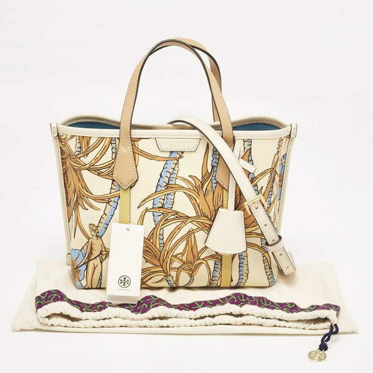 Pre Owned Tory Burch Multicolor Printed Canvas Small Triple Compartment Perry Tote