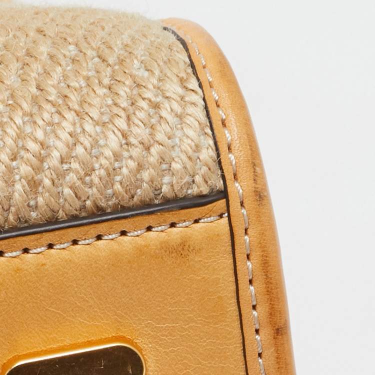 مملوكة مسبقًا Tory Burch Multicolor Jute,Leather and Suede Lee Radziwill Double Bag