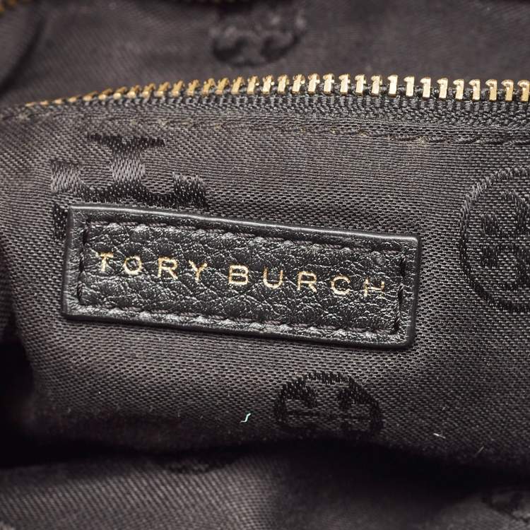 Pre Owned Tory Burch Black Braided Leather Marion Flap Shoulder Bag