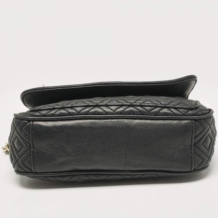 Pre Owned Tory Burch Black Quilted Leather Marion Crossbody Bag