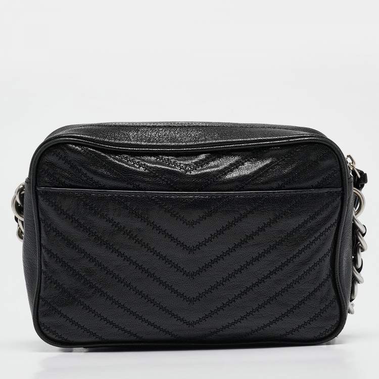 Pre Owned Tory Burch Black Quilted Leather Alexa Camera Crossbody Bag