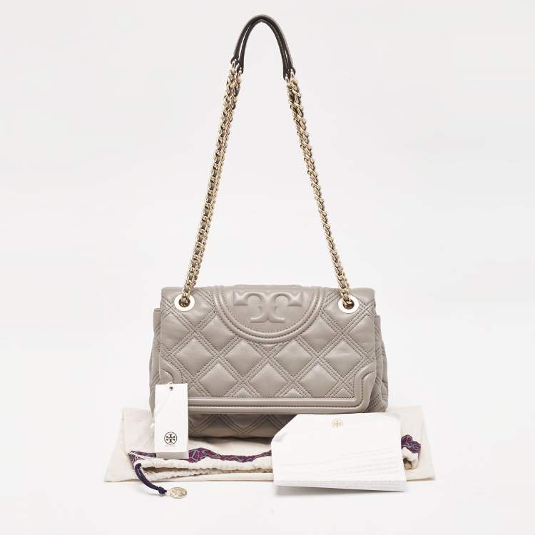مملوكة مسبقًا Tory Burch Beige Quilted Leather Fleming Soft Shoulder Bag