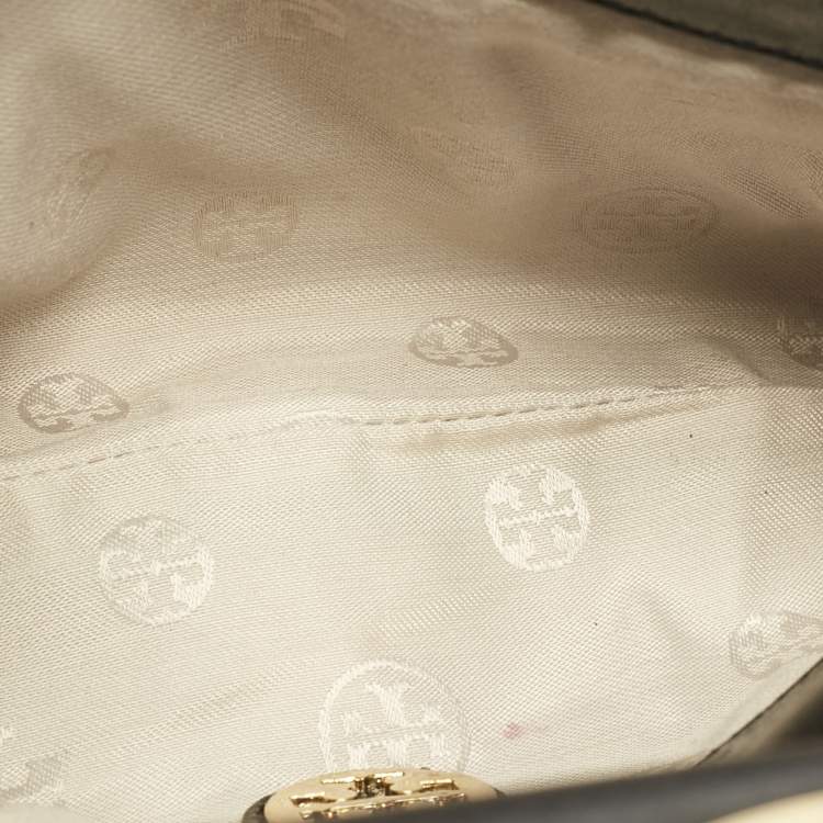 Pre Owned Tory Burch Black Leather Reva Logo Crossbody Bag