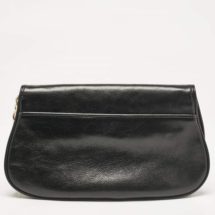 Pre Owned Tory Burch Black Leather Reva Logo Crossbody Bag